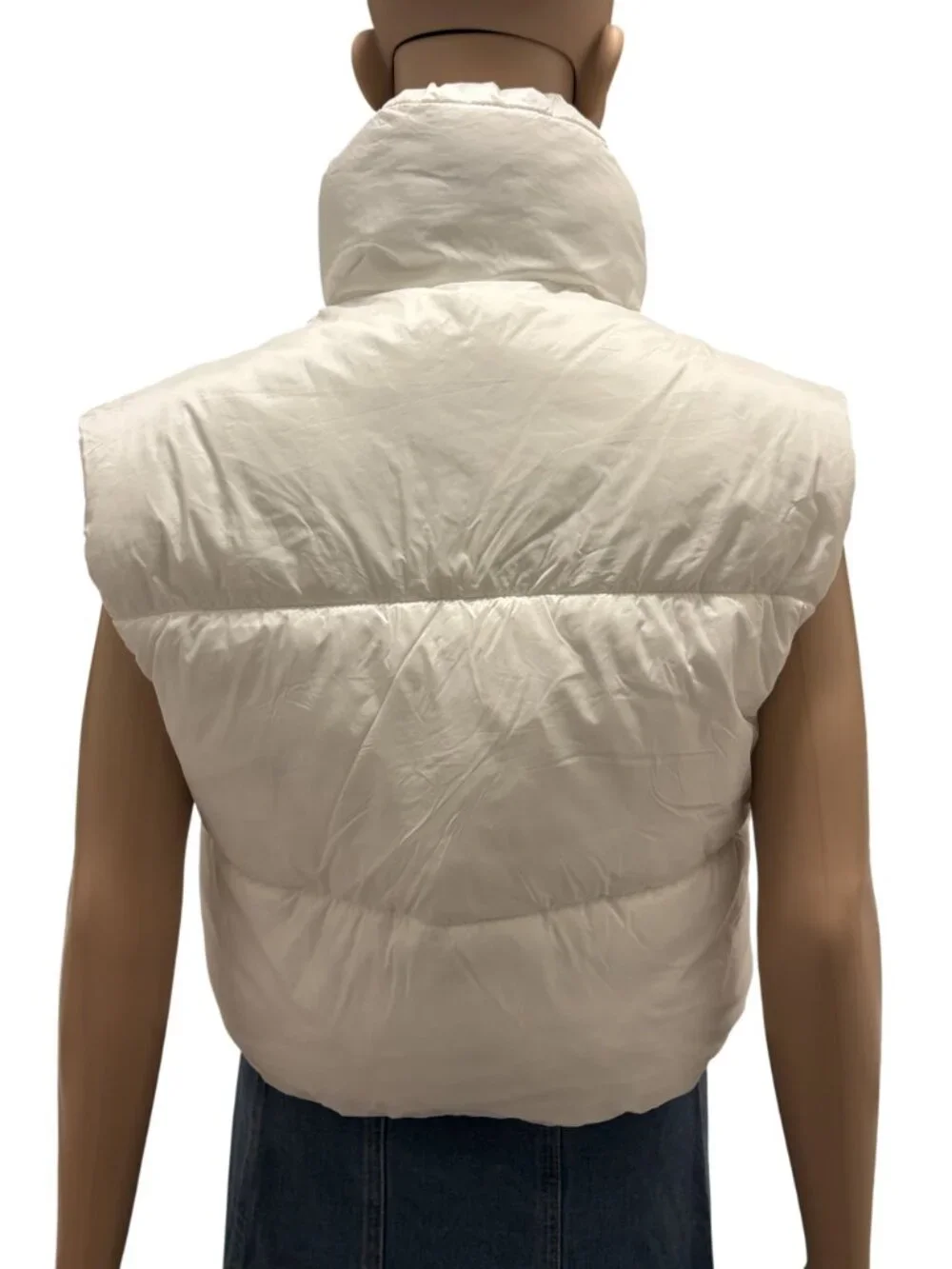 White Cropped Puffer Vest Size Small